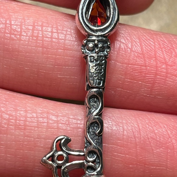 Vintage BJC Samuel Benham Garnet & Citrine Sterling Silver 18K Gold Key Pendant - Picture 15 of 16